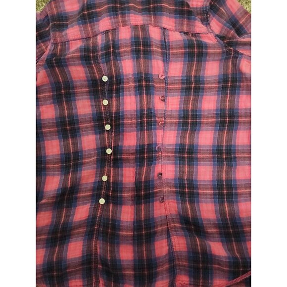VTG Womens Victorias Secret PINK plaid Button Up Shirt Y2k Cabin Barbiecore - Picture 12 of 14